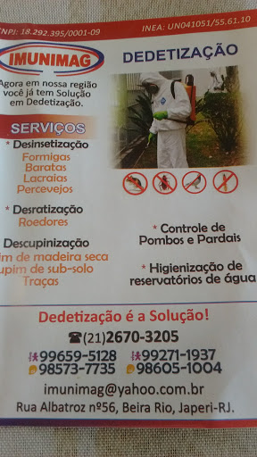 Imunimag Dedetizadora, Desinsetização, Limpeza de Caixa D'agua e Controle de Praga Rio de Janeiro
